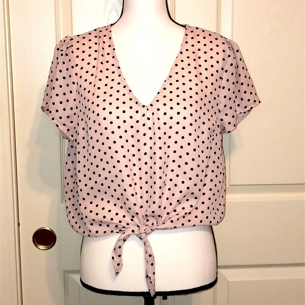 Twine & String Polka Dot V-neck Blouse